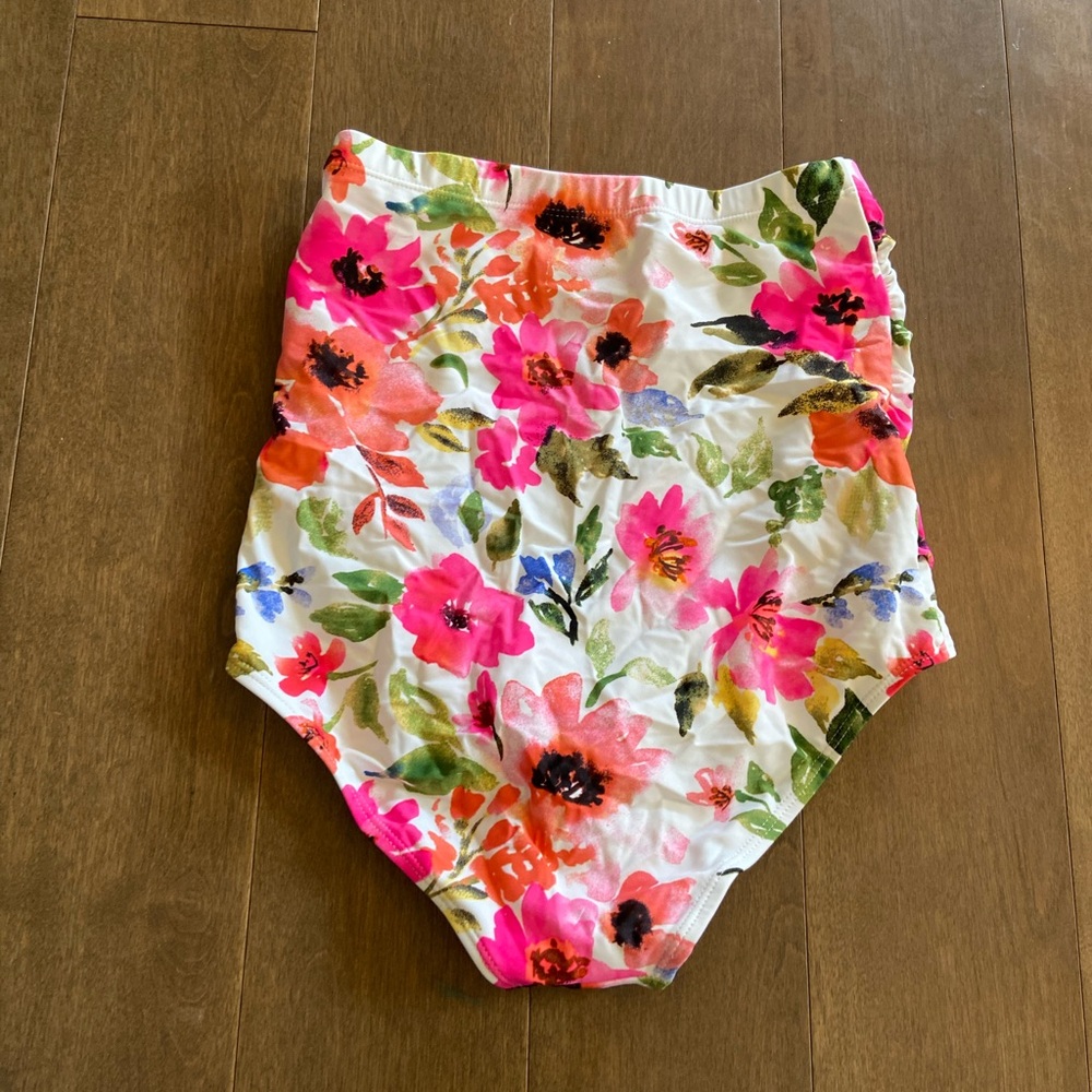 Coral Reef Set of 2 Floral and Black High-Waisted Swim Bottoms - Picture 3 of 7